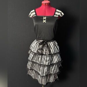 Pirate Striped Ruffle Dress Costume w Accessories